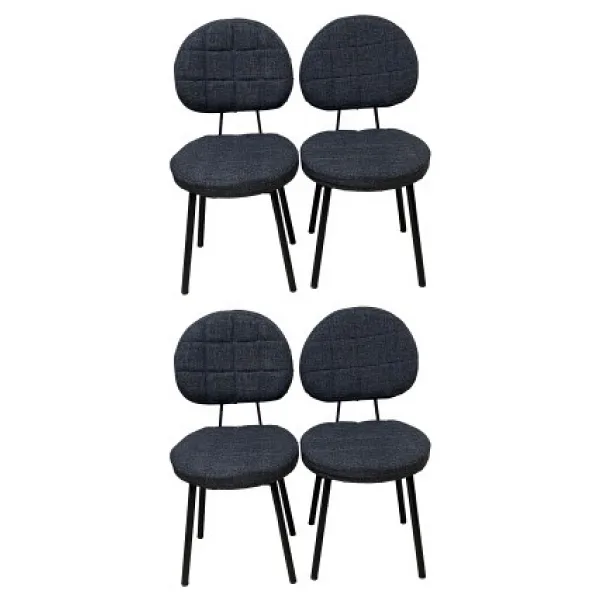 BAMBEDS MOBİLYA 4 Adet Poverty Sandalye Siyah Mutfak Salon Yemek Odası Sandalyesi Metal Ayak