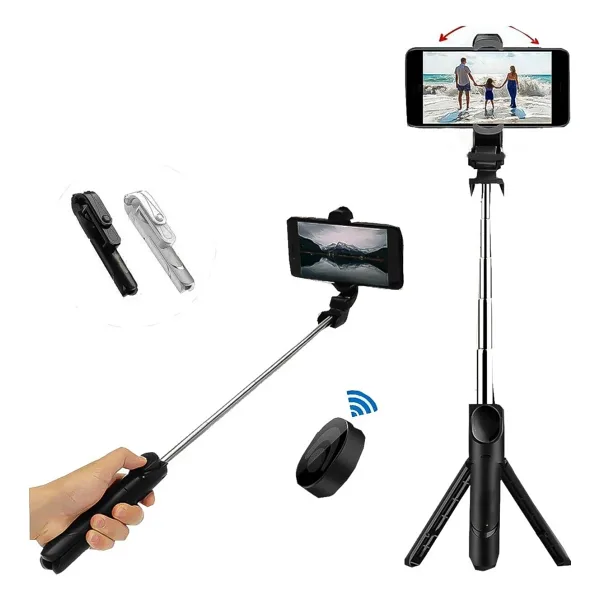 BlissOn Tripod Bluetooth Kumandalı 360° Döner Selfie Çubuğu Telefon Tutucu Stand - Hafif Katlanabilir