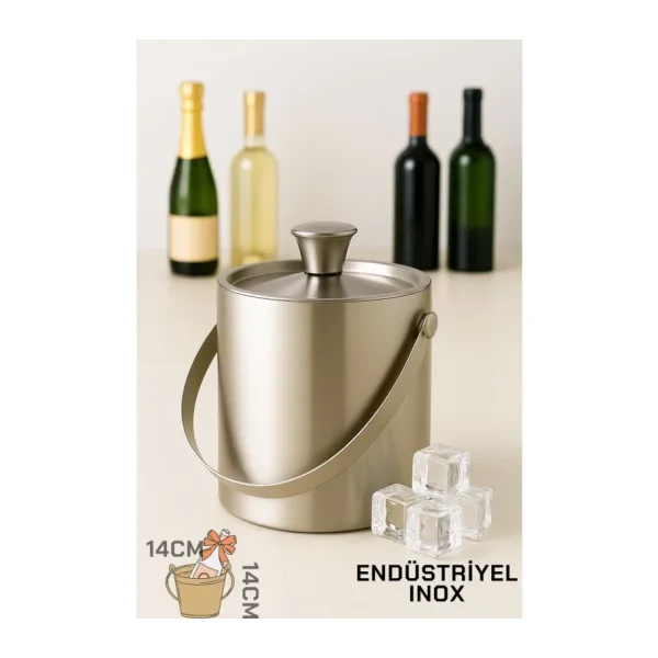 Buz Kovası Çift Cidarlı Yalıtımlı Endüstriyel Inox Şampanya Şarap Bira Soğutucu Medıum 722052 - 1,2 lt