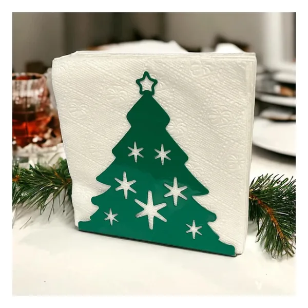 Çam Ağacı Temalı Yeşil Metal Peçetelik Yılbaşı Noel