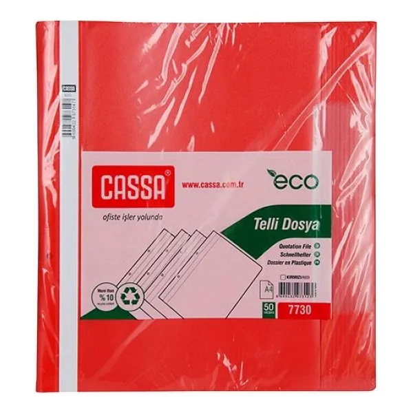 Cassa 7730 Eco Telli Dosya 50'li Paket Kırmızı