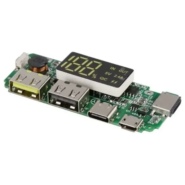 Çift USB 5V 2.4A Led'li Micro Type-C Powerbank Modülü