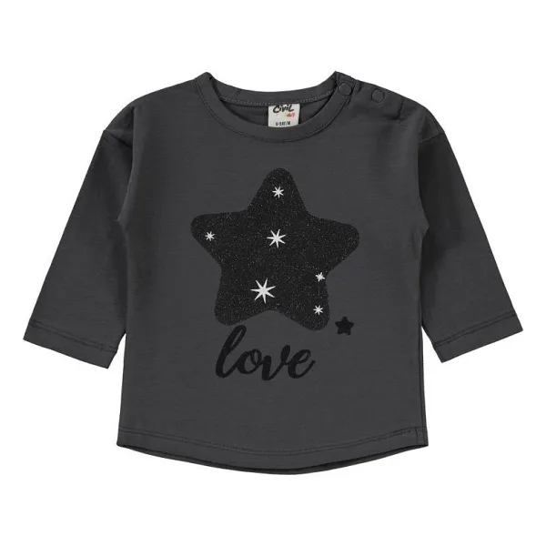 Civil Baby Yıldız Baskılı 6-18 Ay Sweatshirt - Gri 6-9 Ay