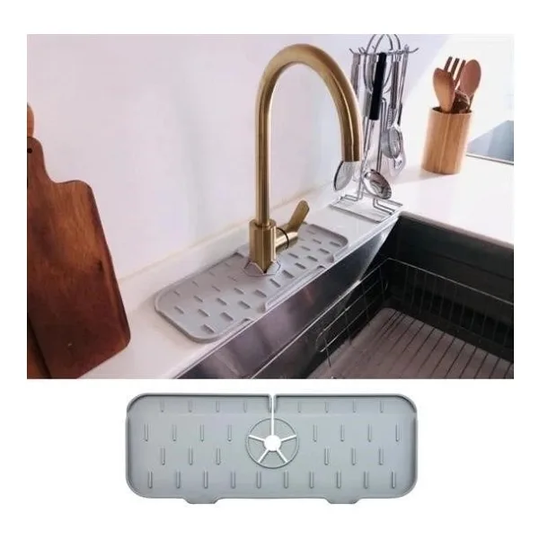Eco Lounge Lavabo Için Silikon Esnek Mat Musluk Sapı Damlama Tutucu Raf Mutfak Tezgahı Sıçrama Koruma