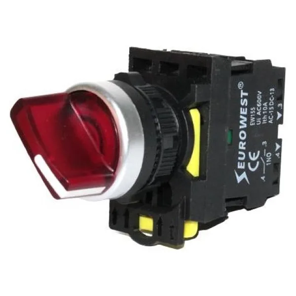 EUROWEST EW-55-01XL 1NC KIRMIZI LED IŞIKLI KALICI MANDAL BUTON (220V) (EW-55-01XL)