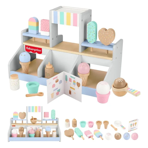 Fisher Price 18 Parça Ahşap Dondurma Dükkanı HXV21