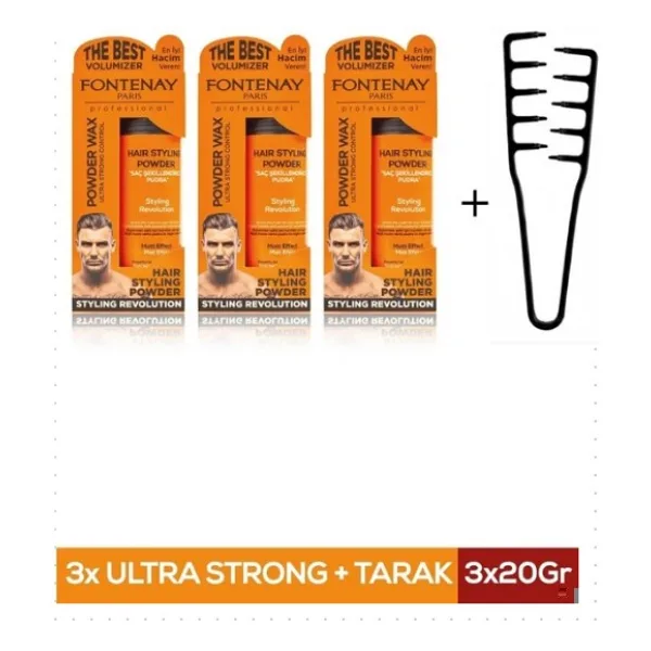 Fontenay Saç Şekillendirici Pudra Toz Wax Ultra Strong 20Gr X3 + Mucizevi Saç Tarağı 4'Lü Set