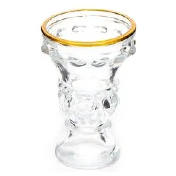 Gold Detaylı Şeffaf Kristal Cam Şamdan Mmumluk (Tekli)