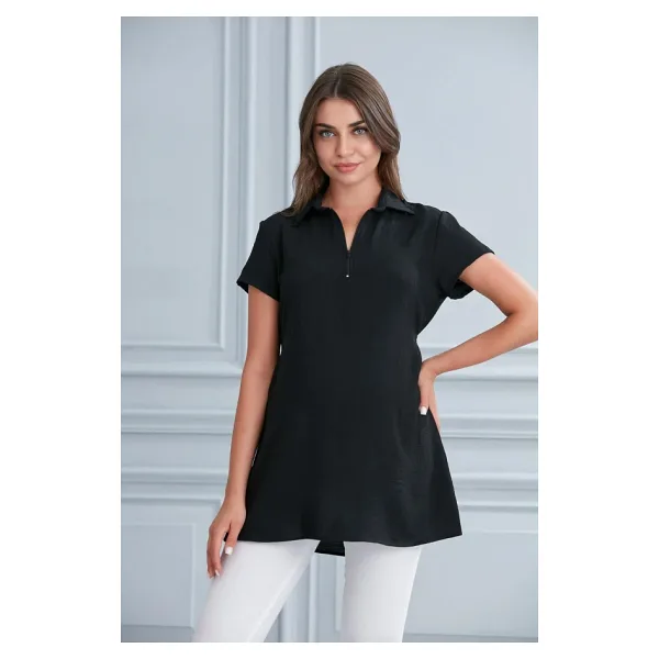 Işşıl 4528-Polo Yaka Emzirmeli Hamile Bluz-Tunik