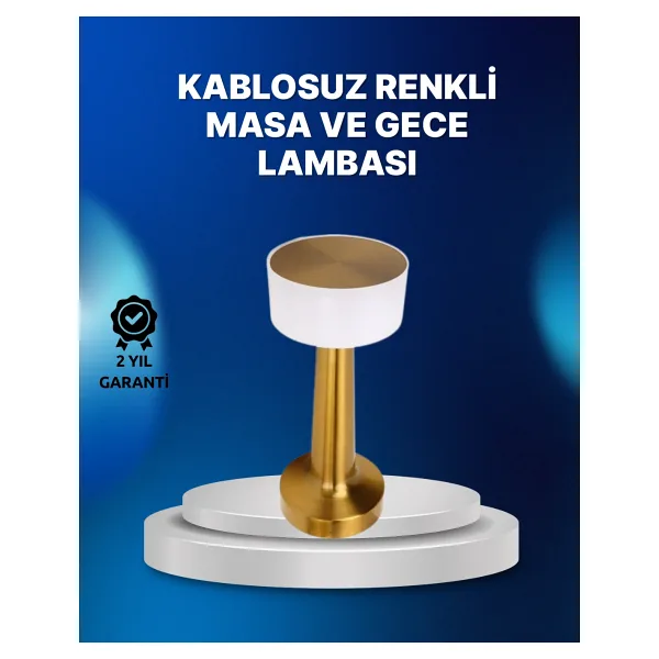 Kablosuz Dokunmatik Masa Lambası - Şık Modern Metal Gövde, USB Şarjlı