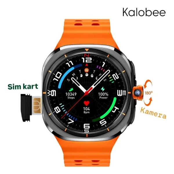 Kalobee U8 U8 Ultra Görüntülü Görüşmeli Hatlı Akıllı Saat - 49 mm - Altın - Gümüş - renk