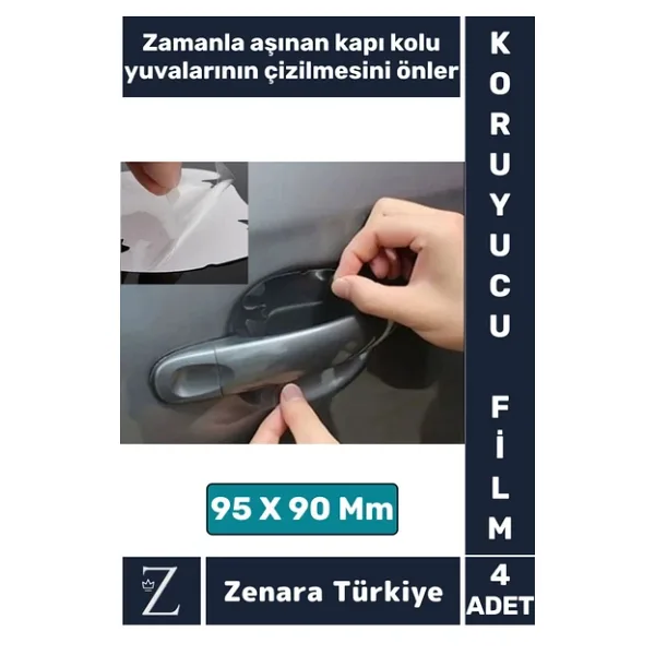 Kolay Montaj Otomobil Kapı Yuvası Araba Kapı Kolu Çizilme Aşınma Yıpranma Darbe Koruyucu Film 4 Adet