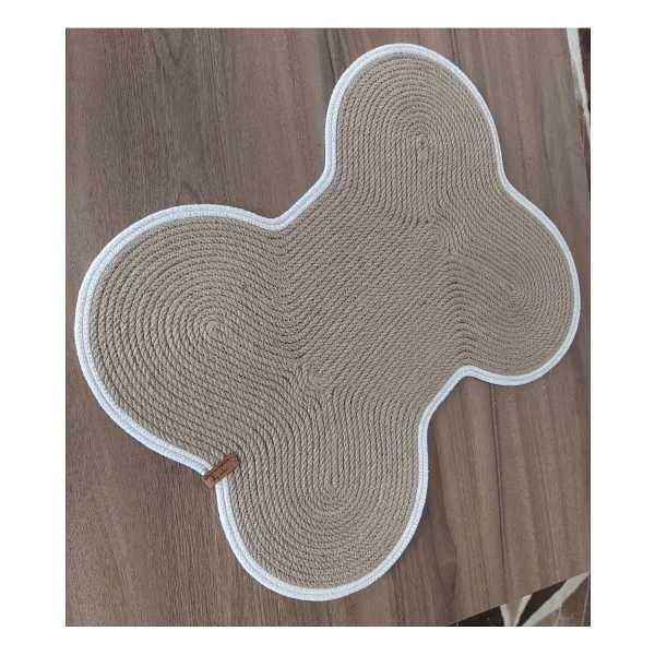 Köpek Kedi Mama Paspası Hasır Paspas Evcil Hayvan Su Kabı Mama Kabı El Yapımı Dekoratif-62x41cm