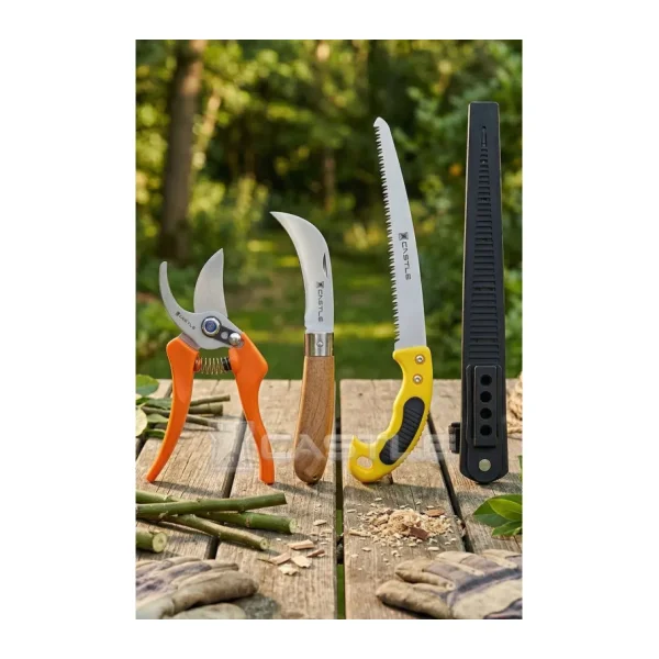 Lazbisa LZ-K16 Budama Makası Budama Testeresi ve Aşı Çakısı Bıçağı 3 Lü Set