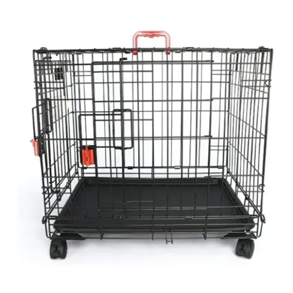 M-Pets Voyager 2 Kapılı Tekerlekli S Siyah 61x46x48 cm Köpek Kafesi