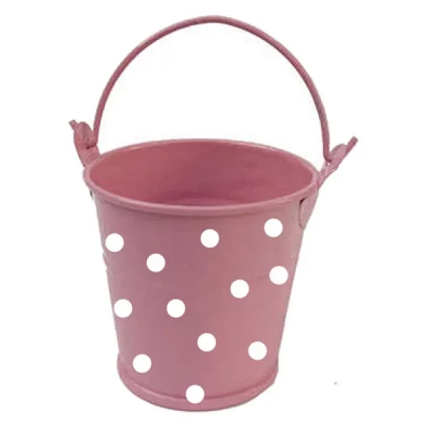 Metal Kova Puantiyeli Sade (10 Adet) Pembe