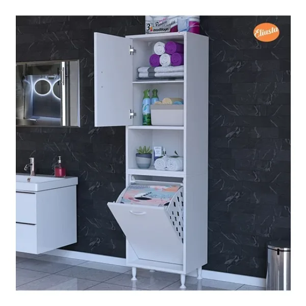 Modilayn Kirli Çamaşır Dolabı Mutfak Dolabı Düşer Kapaklı Kirli Sepetli Banyo Dolabı