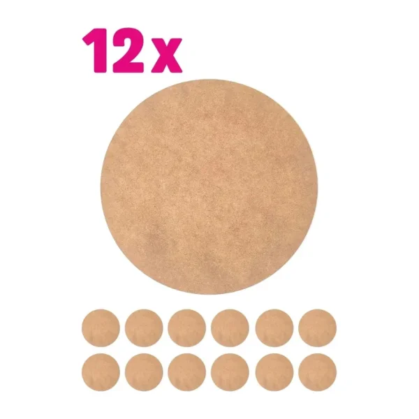 Msay Supla Levha 12 Adet 3 mm Ham Mdf 20 cm Yuvarlak Servis Altı Supla - Ahşap Rengi