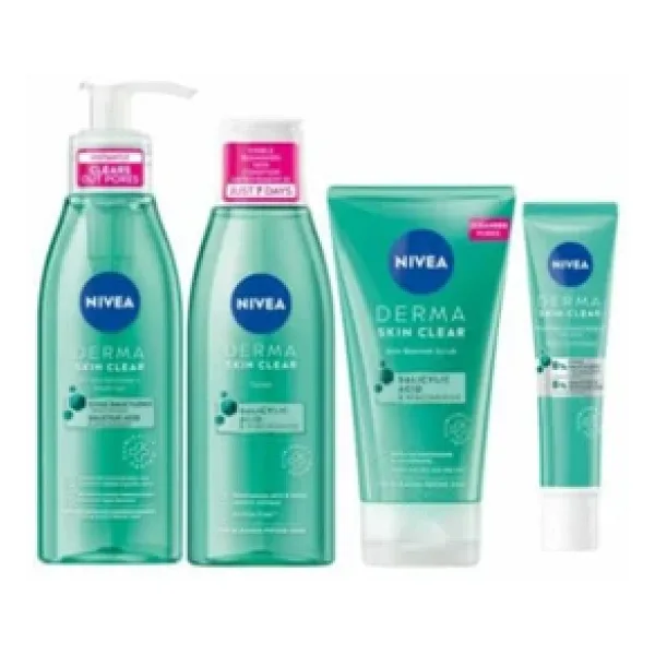 Nivea Derma Skin Clear Night Exfoliator-sivilceli Ciltler Cilt Bakım Seti 4 lü ürün