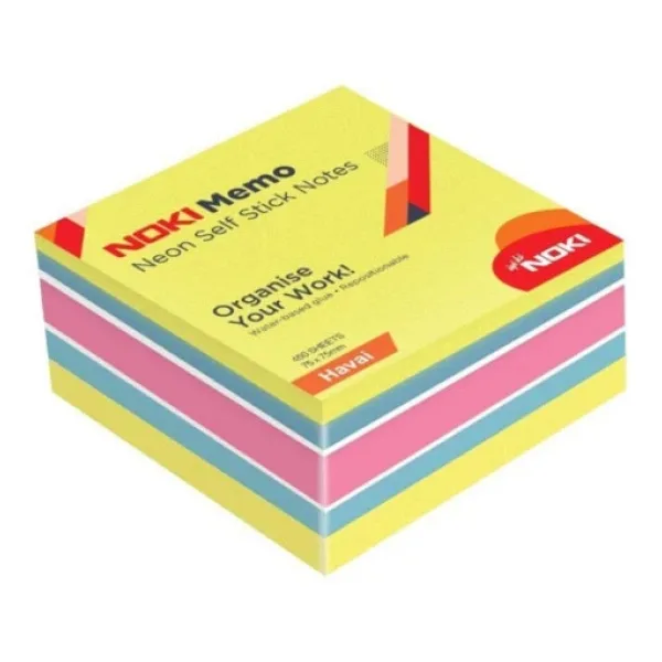 Noki Memo 75X75 Neon Yapışkanlı Küp Blok 450 Sayfa Havai