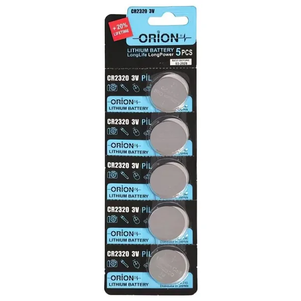 Orion CR2320 3V Lityum Düğme Pil 5li Kart Paket
