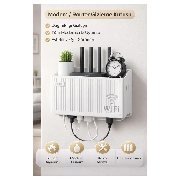 ÖRNEK MAĞAZA Wifi Saklama Kutusu Duvara Asıla Bilir Pleksi Modem Ve Sigorta Saklama Kutusu