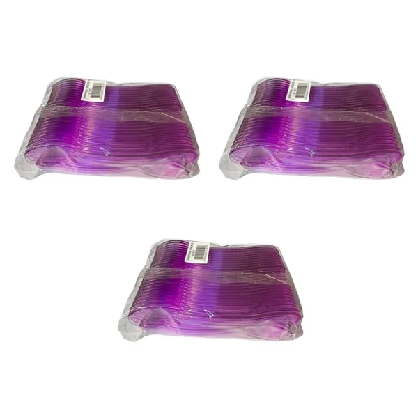 Plastik Şeffaf Mor Sup Kaşık - Tatlı Dondurma Kaşığı - 12.5 Cm. - 50 Adetlik 3 Paket