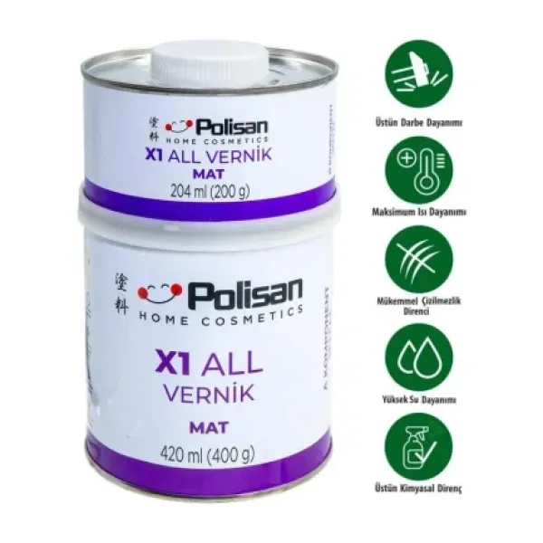 Polisan X1 All Vernik Mat Şeffaf Çift Bileşenli 0.6 Kg