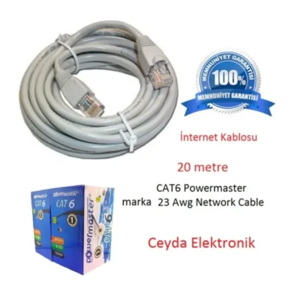 Powermaster Cat-6 Patch Kablo 20 Metre (internet Ağ Kablosu )
