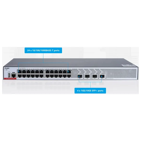 RUIJIE RG-CS83-24GT4XS 24 PORT 10/100/1000 4-PORT 1G/10G LAYER 3 YÖNETİLEBİLİR +CLOUD MANAGED RACK MOUNT SWITCH
