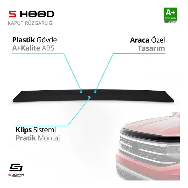 S-Dizayn Iveco Uyumlu Daily ABS Plastik Kaput Rüzgarlığı 2011-2014 A+Kalite Parça
