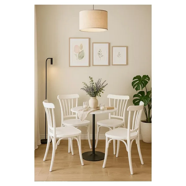 SANDALİE 4 Adet Alara Beyaz Mutfak Sandalyesi, Yemek, Bahçe, Kafe, Modern Sandalye