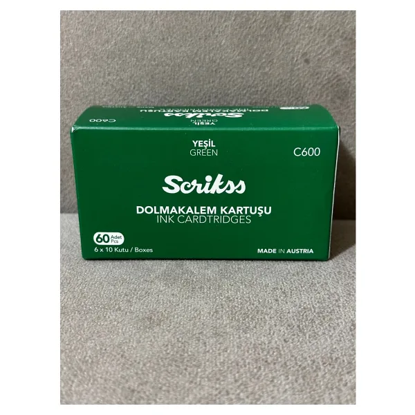 Scrikss Kartuş Dolma Kalem Kartuşu 6'lı Blister 10'lu Paket Yeşil