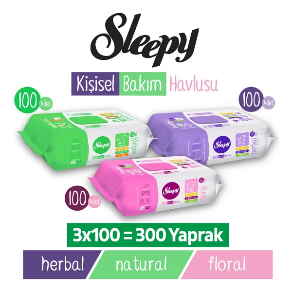 Sleepy Kişisel Bakım Havlusu Karma Paket 3x100 (300 Yaprak)