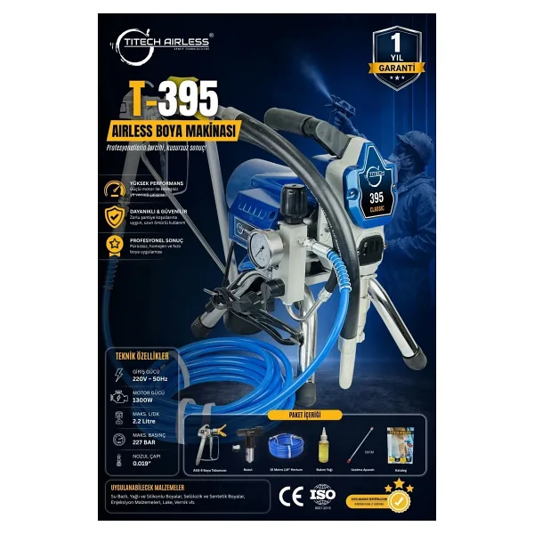 Titech Airless T-395 Elektrikli Airless Boya Makinası (Kartsız) - 0,2 mm