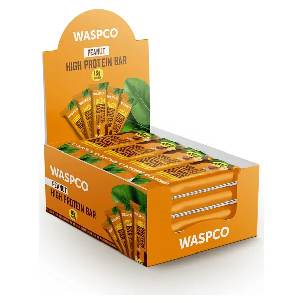 WaspCo Yer Fıstık ve Kakaolu 50 gr 12'li Yüksek Proteinli Bar