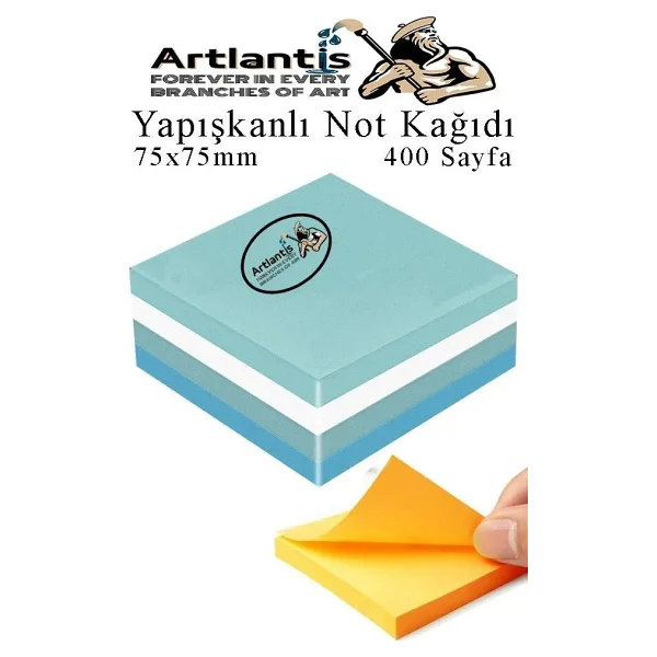 Yapiskanli Not Kagidi 4 Renk 400 Sayfa 1 Paket Buzul Kup Blok Yapiskanli Postit 75X75 Mm Renkli