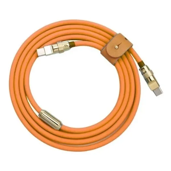 100W Turuncu Type-C Silikon Hızlı Şarj Kablosu - 2 Metre