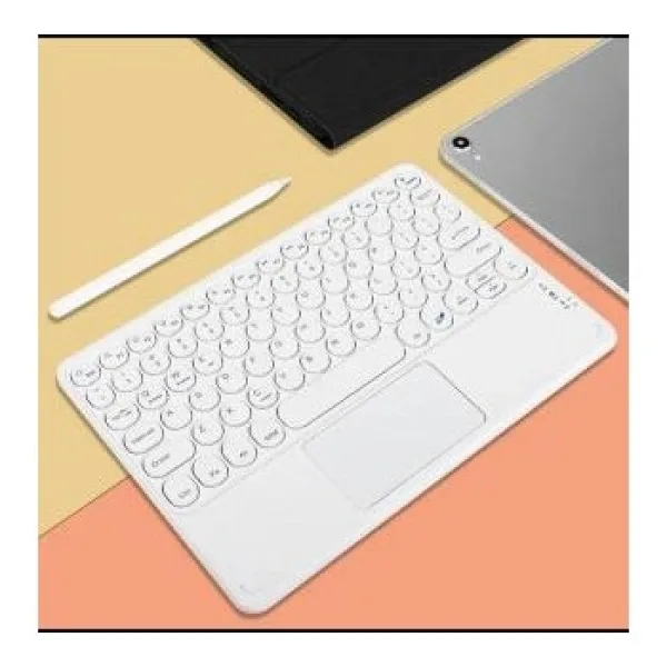 Alfa MEC Apple Ipad 9. 8. 7. Nesil 10.2" 2021 Bluetooth Klavye Touchpad Slim Kablosuz Wifi Q Klavye - Beyaz
