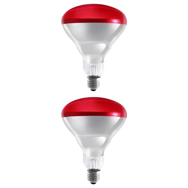 Avarson (2 Adet) 250W Kızılötesi (infrared) Isıtıcılı Hayvan Isıtma ve Kuluçka Lambası (Kırmızı Işık) E27 (Kalın Duy)