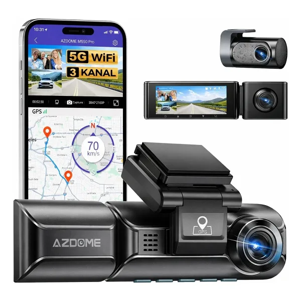 Azdome M550 Pro 3 Kameralı Araç Kamerası Seti