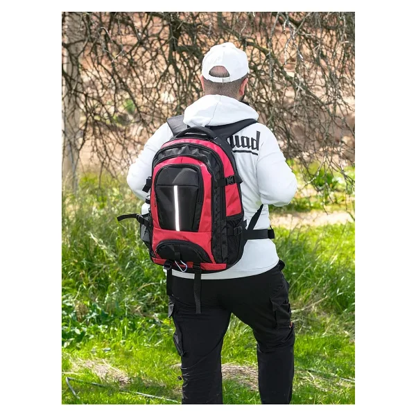 Bagacar Dağcı Trekking Seyahat Ve Kamp Sırt Çantası Kırmızı Siyah Siyah Büyük Boy Unisex