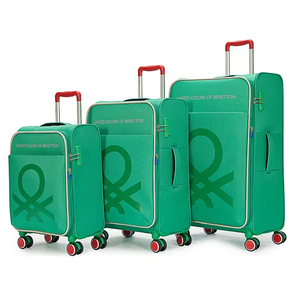 Benetton BNT2200 Ultra Light Kumaş Kabin + Orta + Büyük Boy Yeşil 3'lü Valiz Seti
