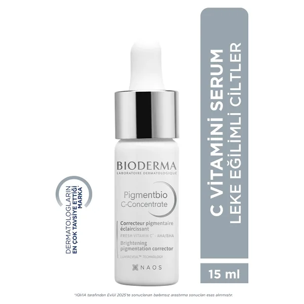 Bioderma Serum - Tüm Cilt Tipleri İçin Leke Karşıtı ve Aydınlatıcı, C Vitamini, E Vitamini, AHA ve BHA İçeren, 15 ml