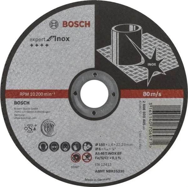 Bosch - 150x1,6 mm Expert Serisi Düz Inox (Paslanmaz Çelik) Kesme Diski (Taş)
