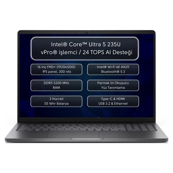 Dell Pro 16 PC16250235 Ultra 5 235U 16 GB 256 GB SSD Intel Graphics 16