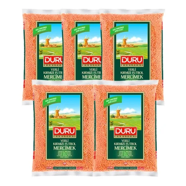 Duru Kırmızı Futbol Mercimek 1 kg 5'li