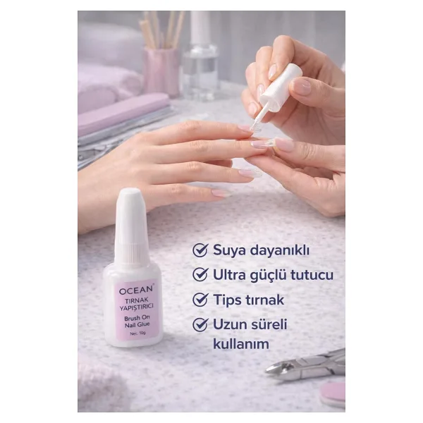 Fırçalı Tırnak Yapıştırıcı 10 g - Brush On Nail Glue ( 2 Adet )