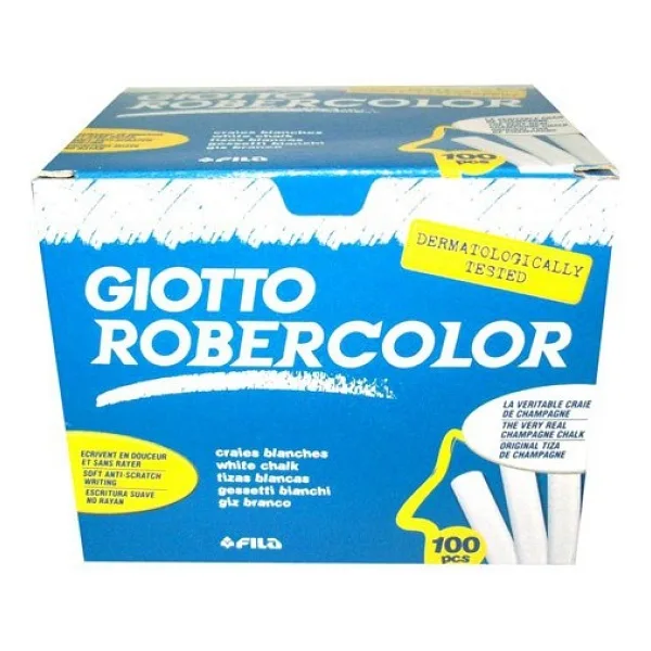 Giotto Robercolor Beyaz Tebeşir 100'lü Paket Okul Ürünleri İçin Tozsuz ve Yumuşak Yazım Kolaylığı