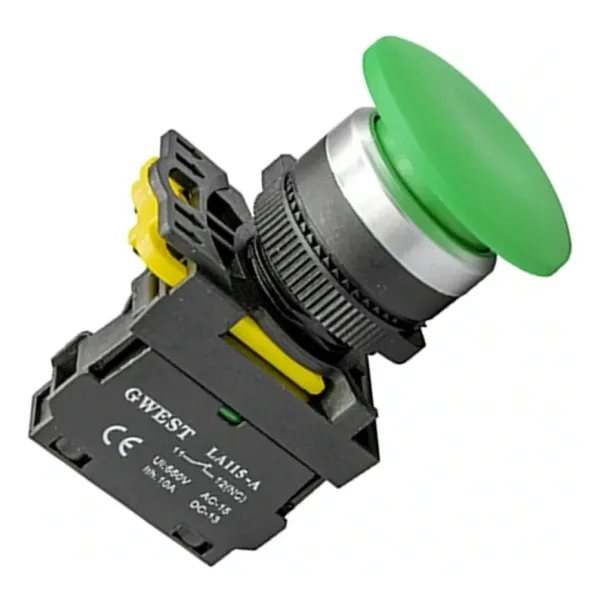 Gwest A5-10M 22mm Yeşil Kayıcı Start Mantar Buton 1NO